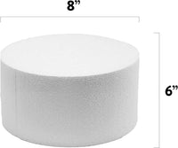 8 Inch Cake Round Cake Dummy – Styrofoam Fake Cake for Decorating, Display & Practice, by Global Sugar Art