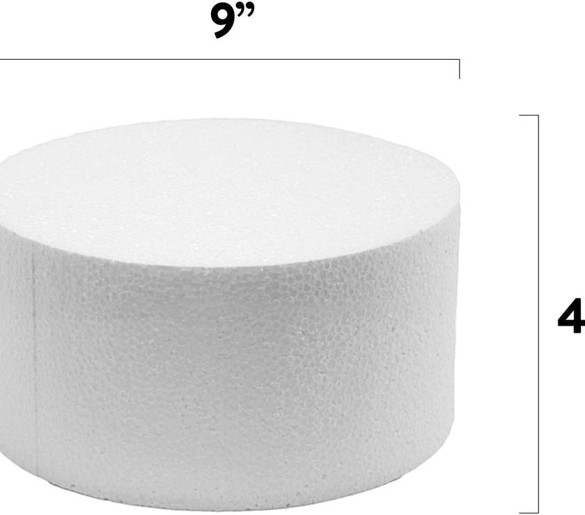 9 Inch Cake Round Cake Dummy – Styrofoam Fake Cake for Decorating, Display & Practice, by Global Sugar Art