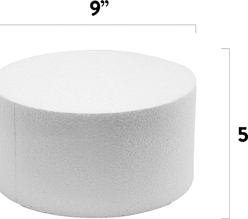 9 Inch Cake Round Cake Dummy – Styrofoam Fake Cake for Decorating, Display & Practice, by Global Sugar Art