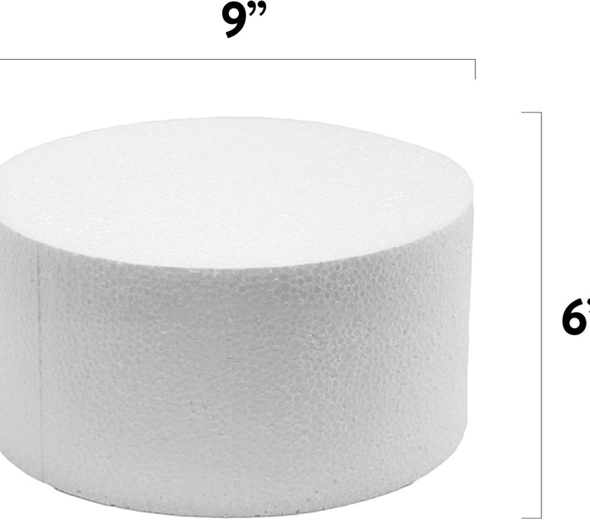 9 Inch Cake Round Cake Dummy – Styrofoam Fake Cake for Decorating, Display & Practice, by Global Sugar Art