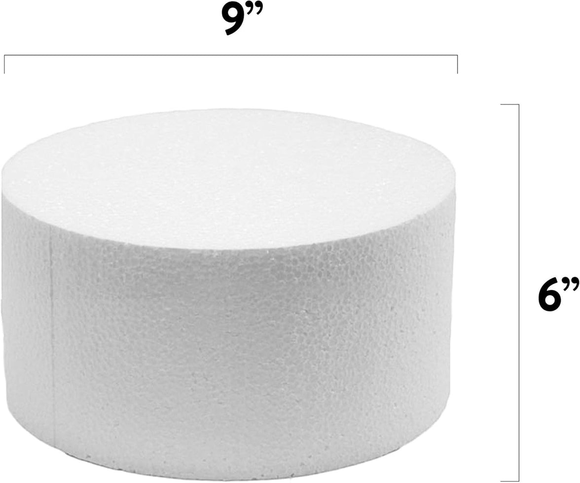 9 Inch Cake Round Cake Dummy – Styrofoam Fake Cake for Decorating, Display & Practice, by Global Sugar Art
