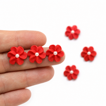 Mini Soft Red Edible Flowers with Pearls