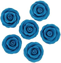 Premium Roses for Decorating Cakes and Cupcakes, by Global Sugar Art, Medium, Royal Blue