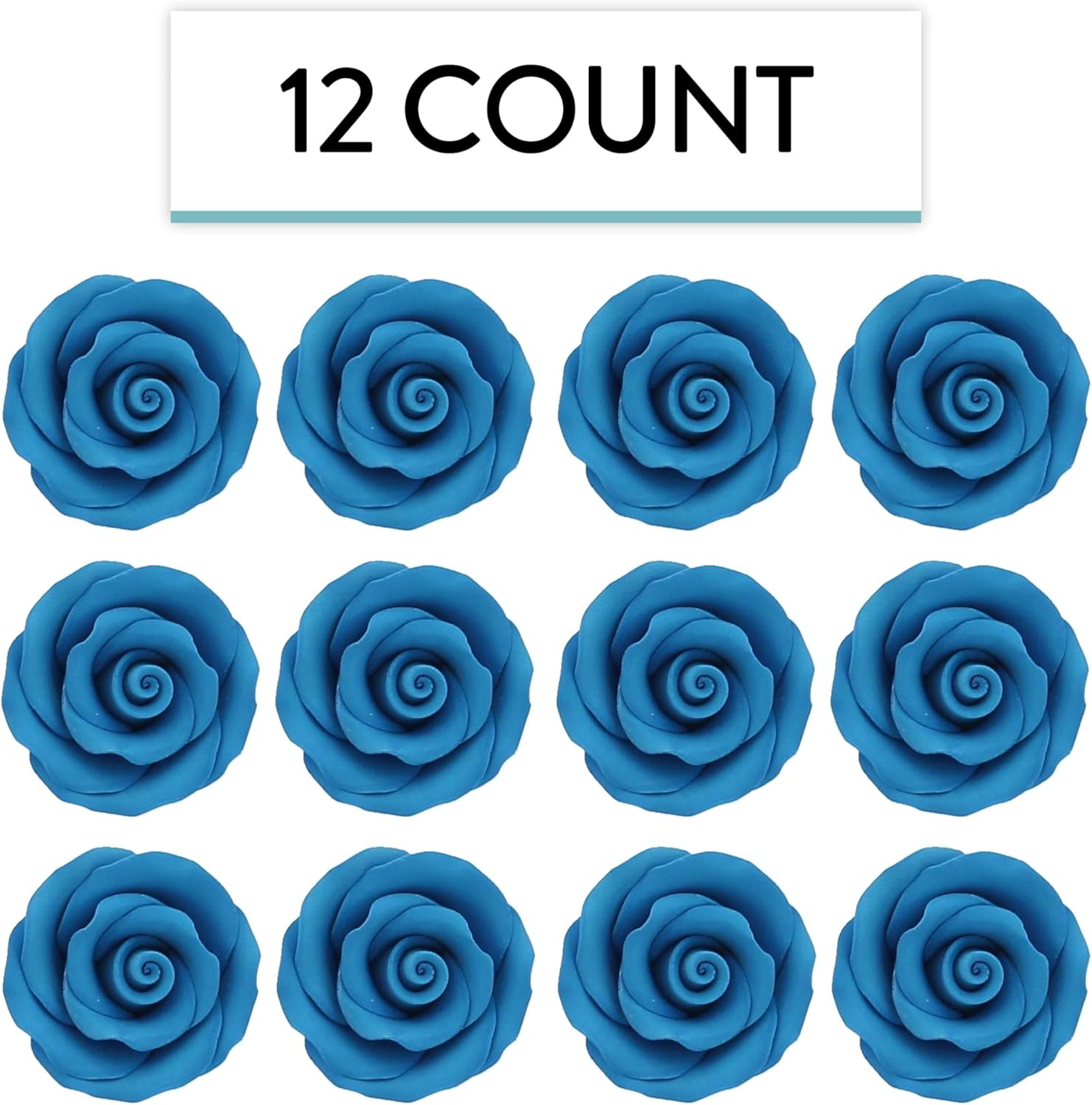 Premium Roses for Decorating Cakes and Cupcakes, by Global Sugar Art, Medium, Royal Blue