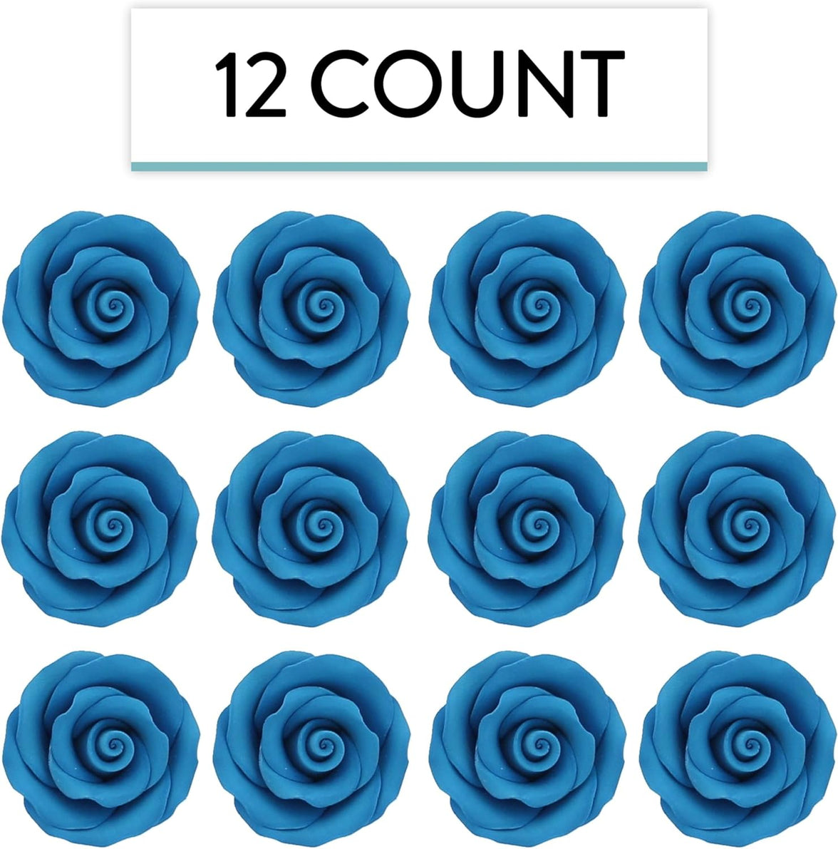 Premium Roses for Decorating Cakes and Cupcakes, by Global Sugar Art, Medium, Royal Blue