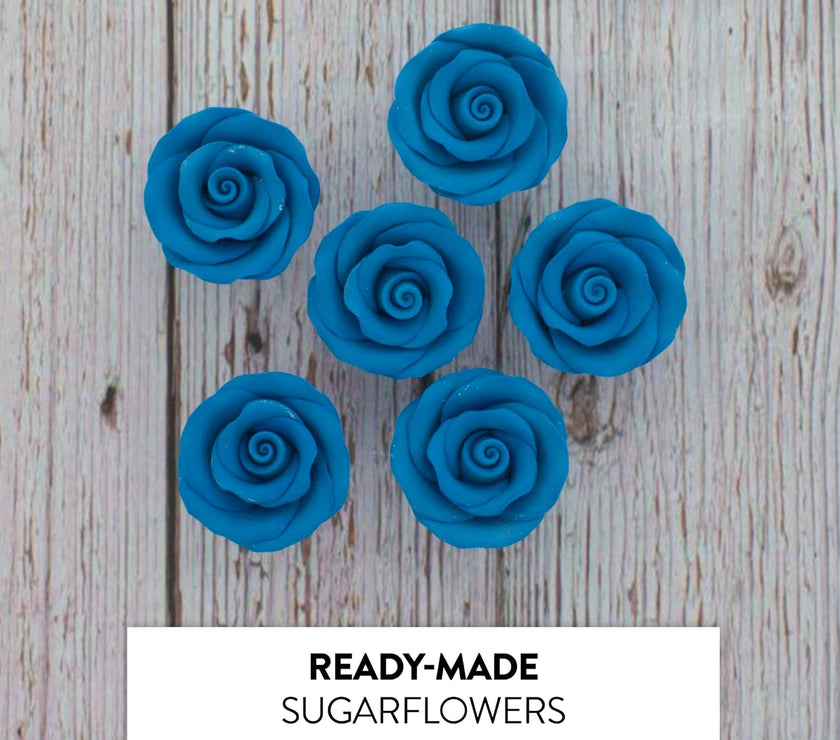 Premium Roses for Decorating Cakes and Cupcakes, by Global Sugar Art, Medium, Royal Blue