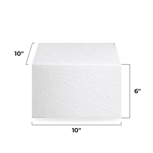 10x10 Inch Square Cake Dummy, 6 Inch Tall