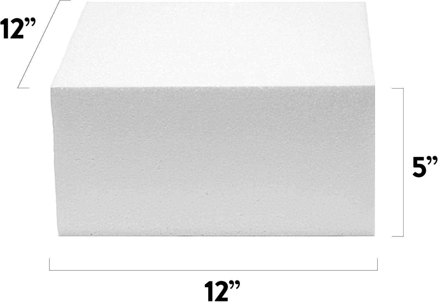 12x12 Inch Square Cake Dummy – Styrofoam Fake Cake for Decorating, Display & Practice, by Global Sugar Art