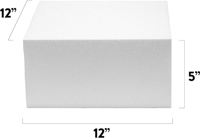 12x12 Inch Square Cake Dummy – Styrofoam Fake Cake for Decorating, Display & Practice, by Global Sugar Art