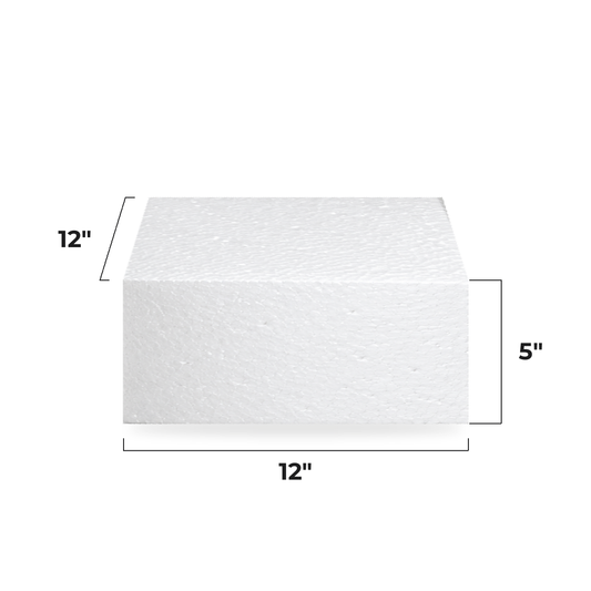 12x12 Inch Square Cake Dummy, 5 Inch Tall