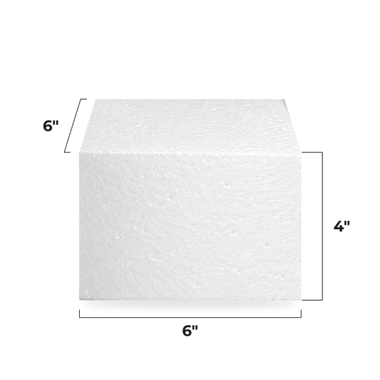 6x6 Inch Square Cake Dummy, 4 Inch Tall