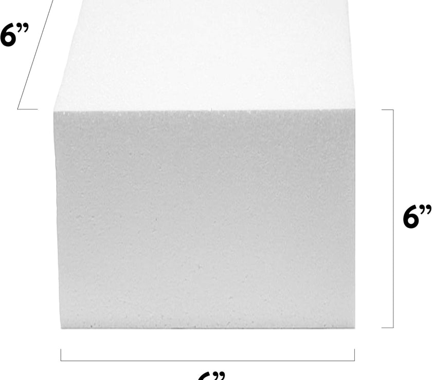 6x6 Inch Square Cake Dummy – Styrofoam Fake Cake for Decorating, Display & Practice, by Global Sugar Art