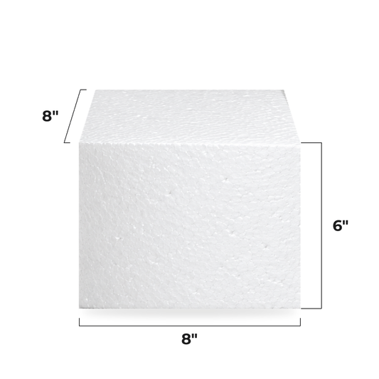 8x8 Inch Square Cake Dummy, 6 Inch Tall