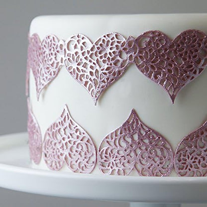 Double Hearts Silicone Lace Mat for Cake Decorating