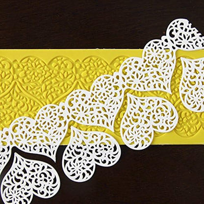 Double Hearts Silicone Lace Mat for Cake Decorating