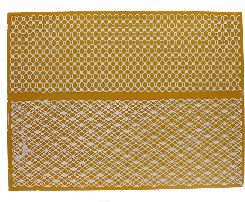 Geometric Wide Borders Silicone Lace Mat for Cake Decorating, by Global Sugar Art