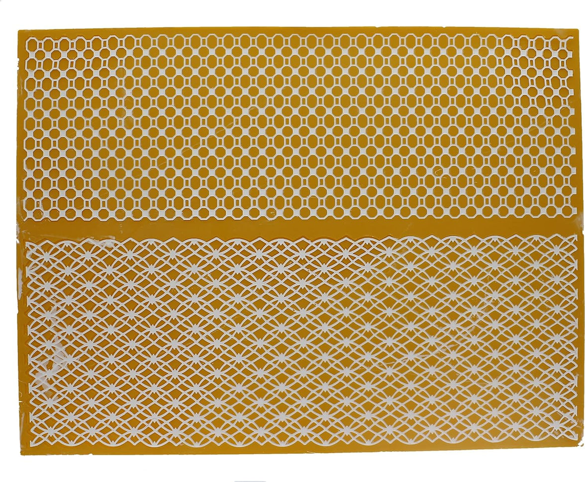 Geometric Wide Borders Silicone Lace Mat for Cake Decorating, by Global Sugar Art