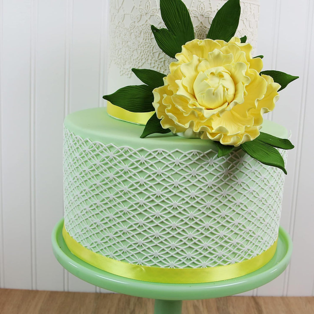 Geometric Wide Borders Silicone Lace Mat for Cake Decorating, by Global Sugar Art