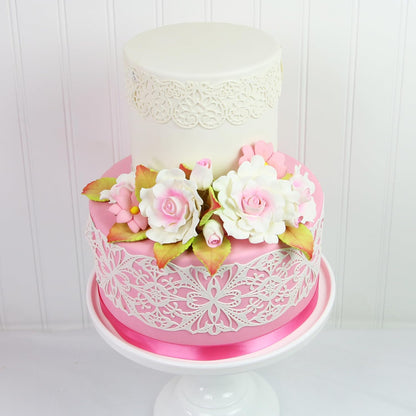 Hearts Embrace Silicone Lace Mat for Cake Decorating