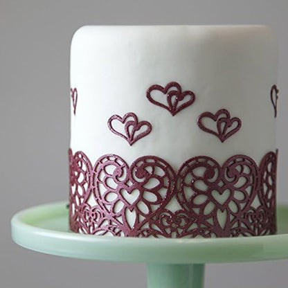 Hearts Embrace Silicone Lace Mat for Cake Decorating