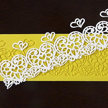Hearts Embrace Silicone Lace Mat for Cake Decorating