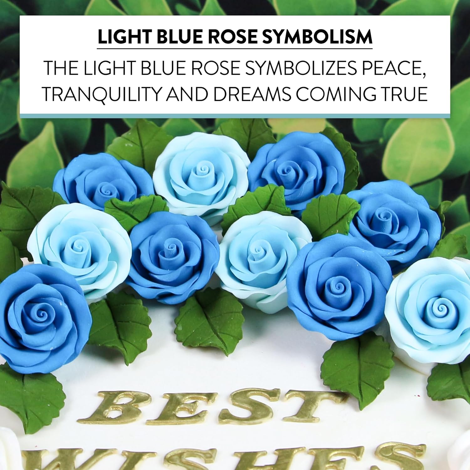 Premium Roses for Decorating Cakes and Cupcakes, by Global Sugar Art, Medium, Sky Blue