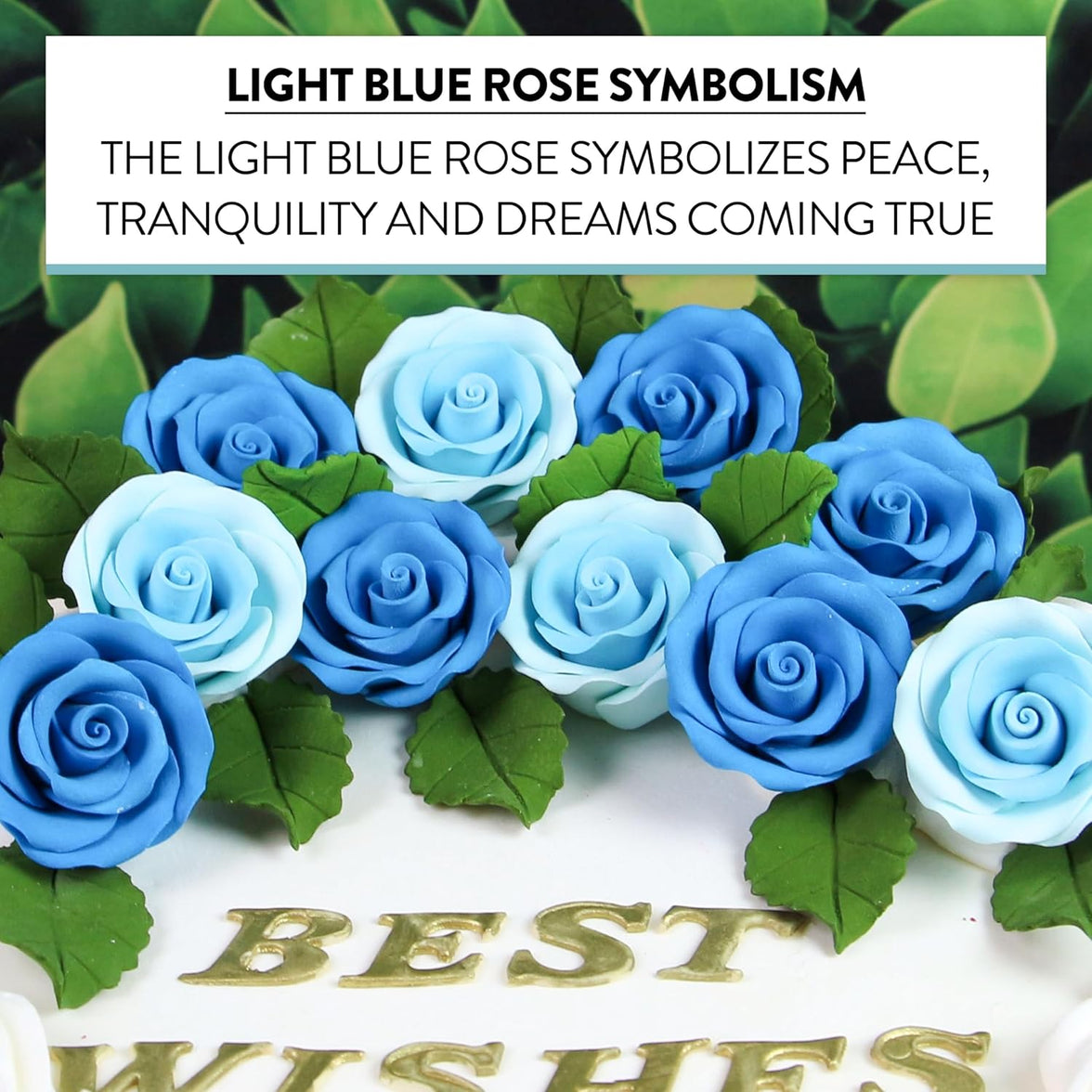 Premium Roses for Decorating Cakes and Cupcakes, by Global Sugar Art, Medium, Sky Blue