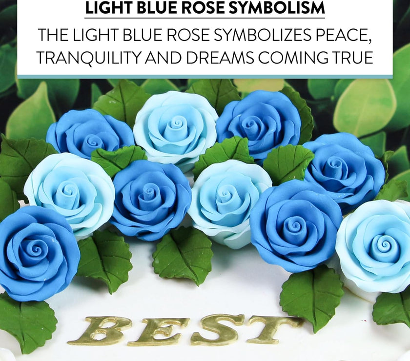 Premium Roses for Decorating Cakes and Cupcakes, by Global Sugar Art, Medium, Sky Blue