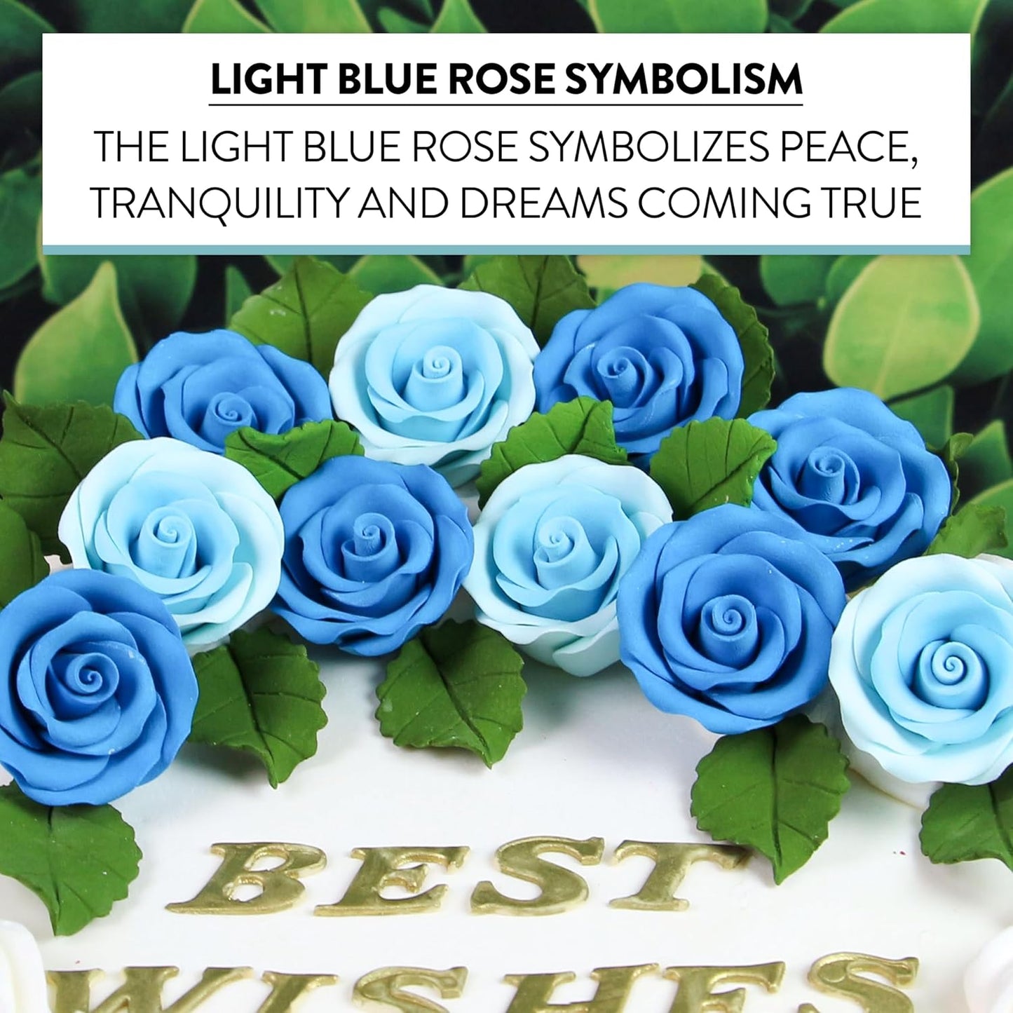 Sky Blue Edible Roses, Premium, 1.5-inch, 12 Count