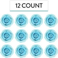 Premium Roses for Decorating Cakes and Cupcakes, by Global Sugar Art, Medium, Sky Blue