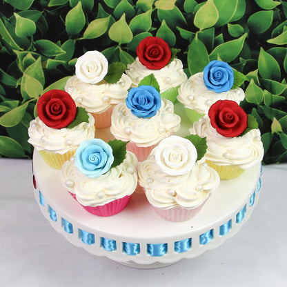 Sky Blue Edible Roses, Premium, 1.5-inch, 12 Count