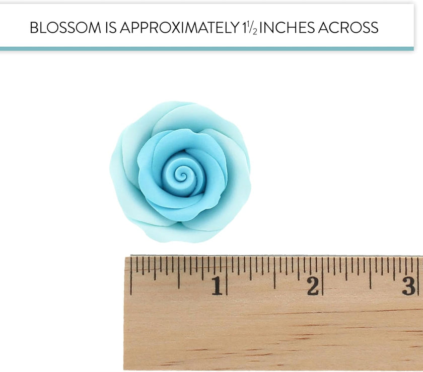 Premium Roses for Decorating Cakes and Cupcakes, by Global Sugar Art, Medium, Sky Blue