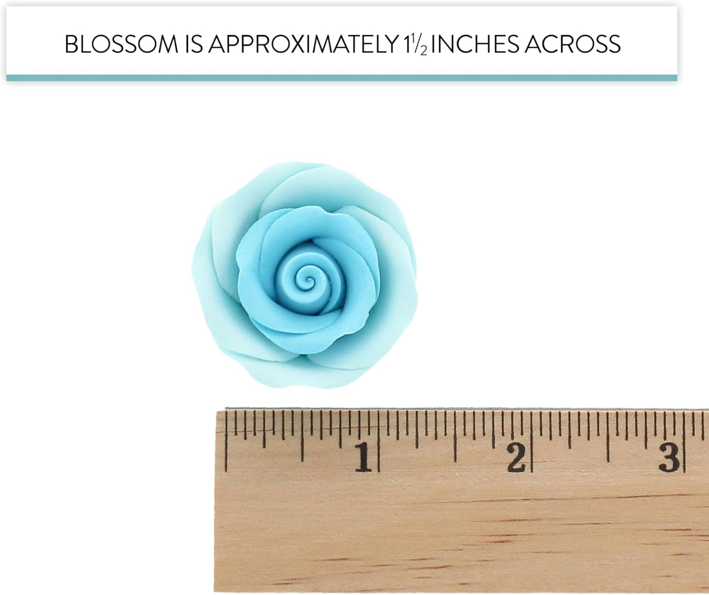 Sky Blue Edible Roses, Premium, 1.5-inch, 12 Count