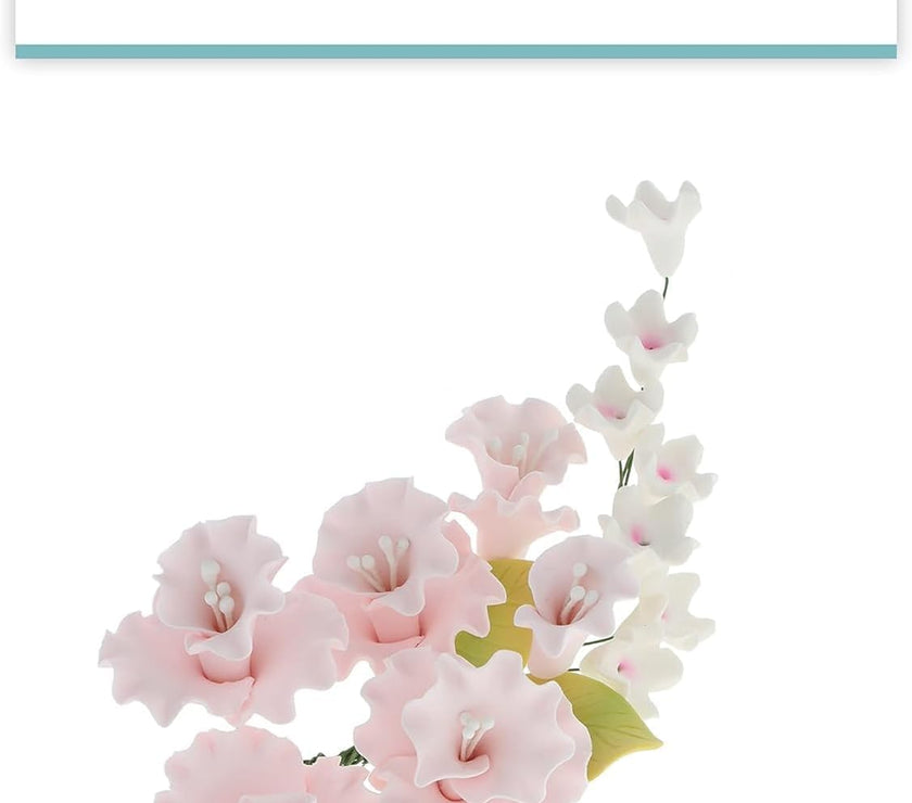 Flower Blossom Spray, Gum Paste Sugar Flowers for Cake Decorating, Soft Pink Cherry Blossoms with Leaves