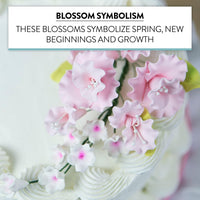 Flower Blossom Spray, Gum Paste Sugar Flowers for Cake Decorating, Soft Pink Cherry Blossoms with Leaves