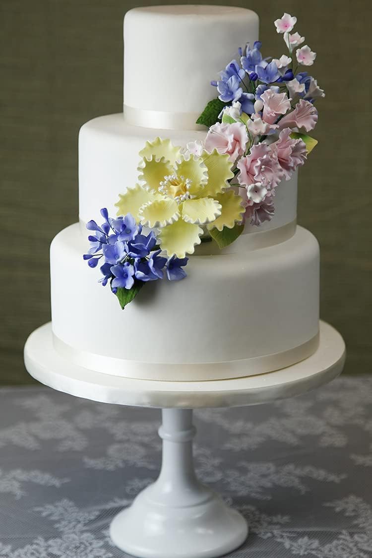 Flower Blossom Spray, Gum Paste Sugar Flowers for Cake Decorating, Soft Pink Cherry Blossoms with Leaves