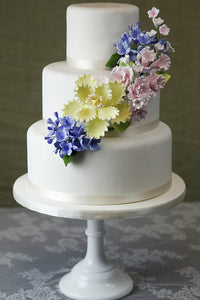 Flower Blossom Spray, Gum Paste Sugar Flowers for Cake Decorating, Soft Pink Cherry Blossoms with Leaves