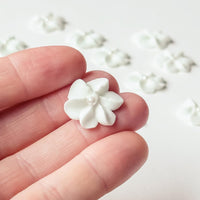 White Royal Icing Drop Flowers with Pearl Centers