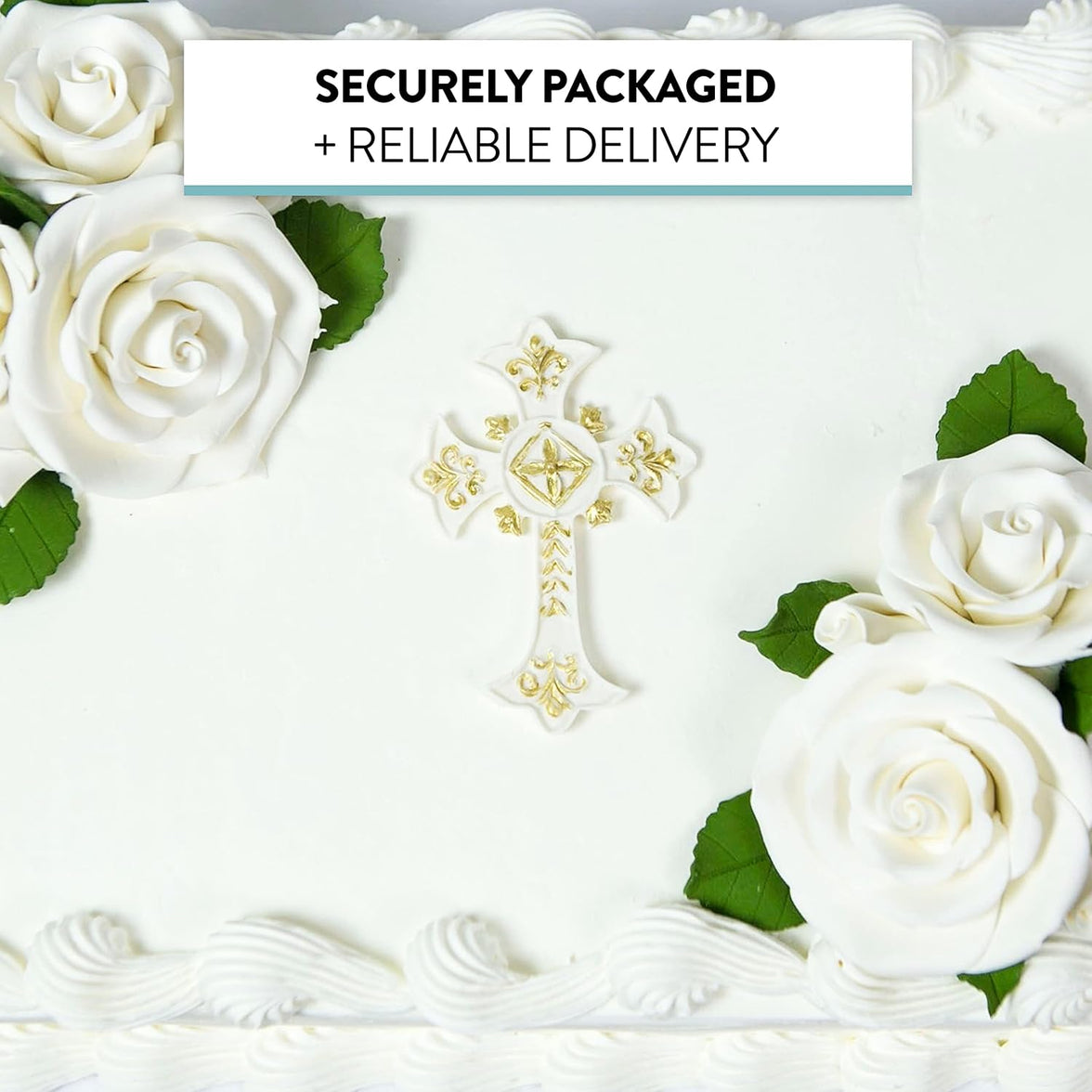 Exquisite Rose & Leaf Kit, Sugar Cake Flowers by Global Sugar Art, White Roses with Leaves, 65-Piece Set