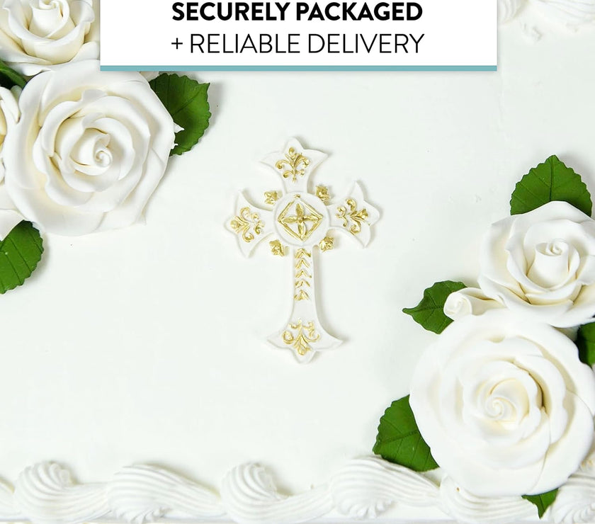 Exquisite Rose & Leaf Kit, Sugar Cake Flowers by Global Sugar Art, White Roses with Leaves, 65-Piece Set