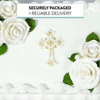 Exquisite Rose & Leaf Kit, Sugar Cake Flowers by Global Sugar Art, White Roses with Leaves, 65-Piece Set
