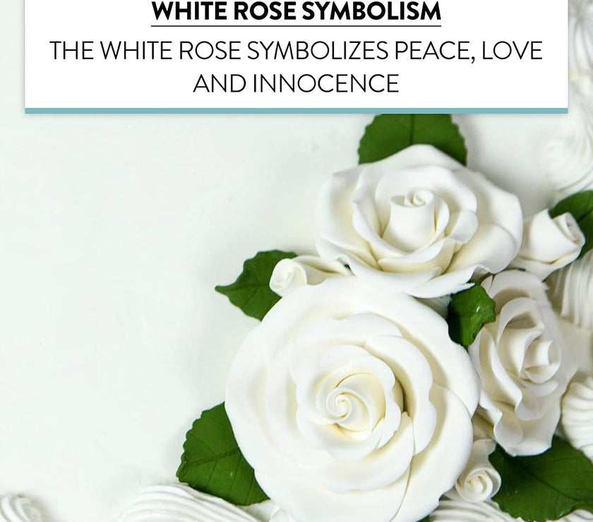 Exquisite Rose & Leaf Kit, Sugar Cake Flowers by Global Sugar Art, White Roses with Leaves, 65-Piece Set