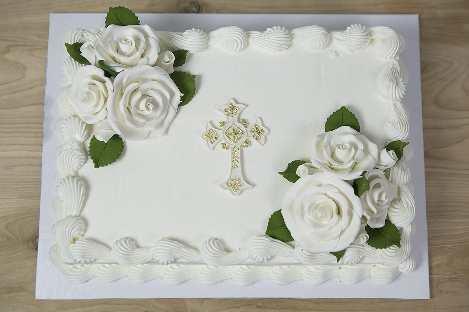 Exquisite Rose & Leaf Kit, Sugar Cake Flowers by Global Sugar Art, White Roses with Leaves, 65-Piece Set