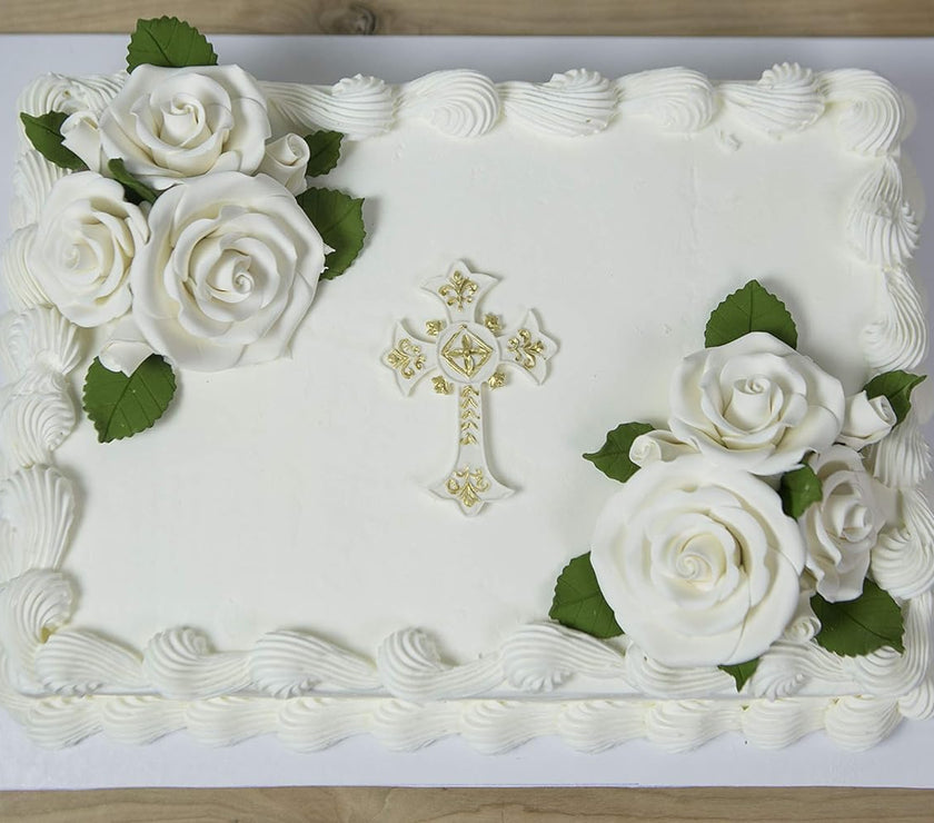 Exquisite Rose & Leaf Kit, Sugar Cake Flowers by Global Sugar Art, White Roses with Leaves, 65-Piece Set