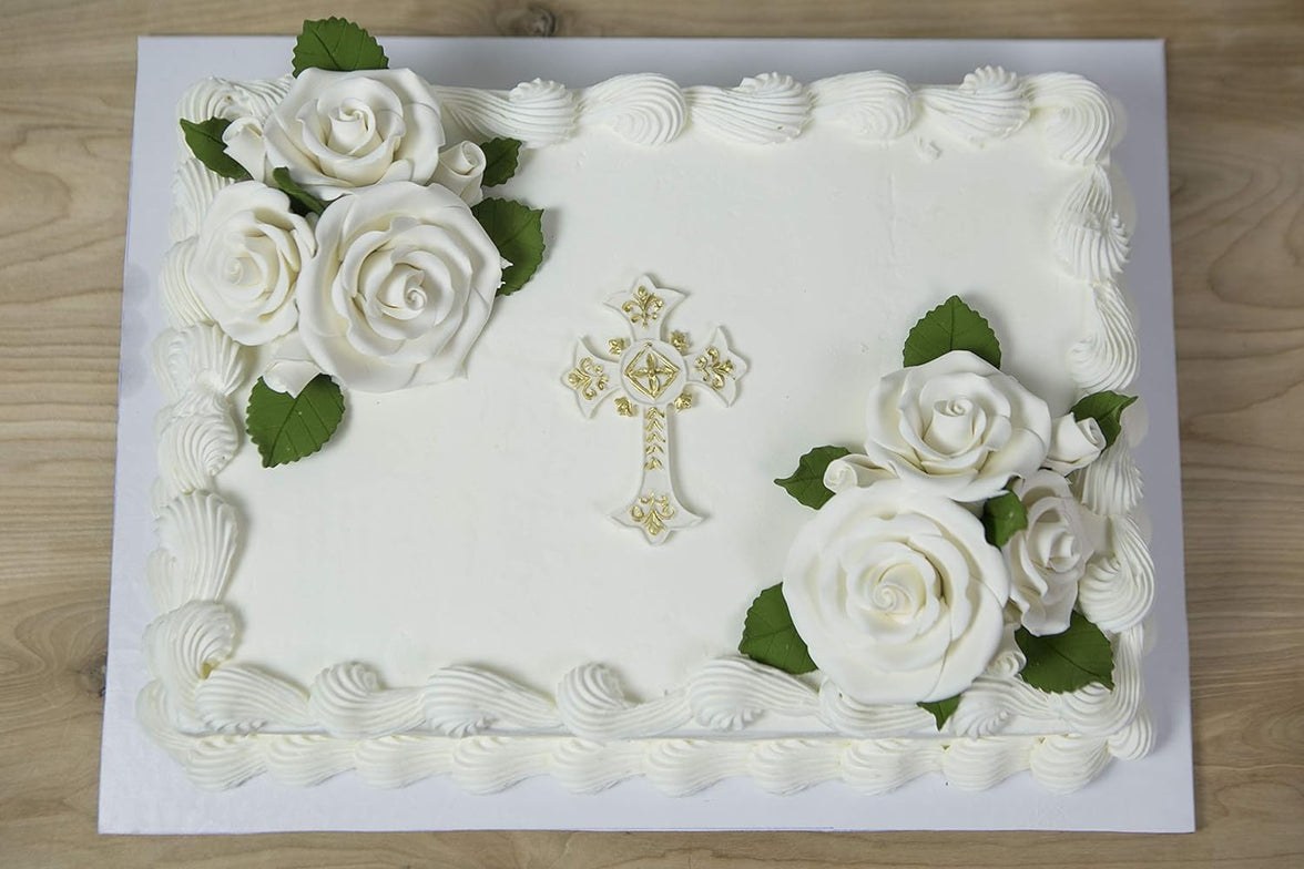 Exquisite Rose & Leaf Kit, Sugar Cake Flowers by Global Sugar Art, White Roses with Leaves, 65-Piece Set