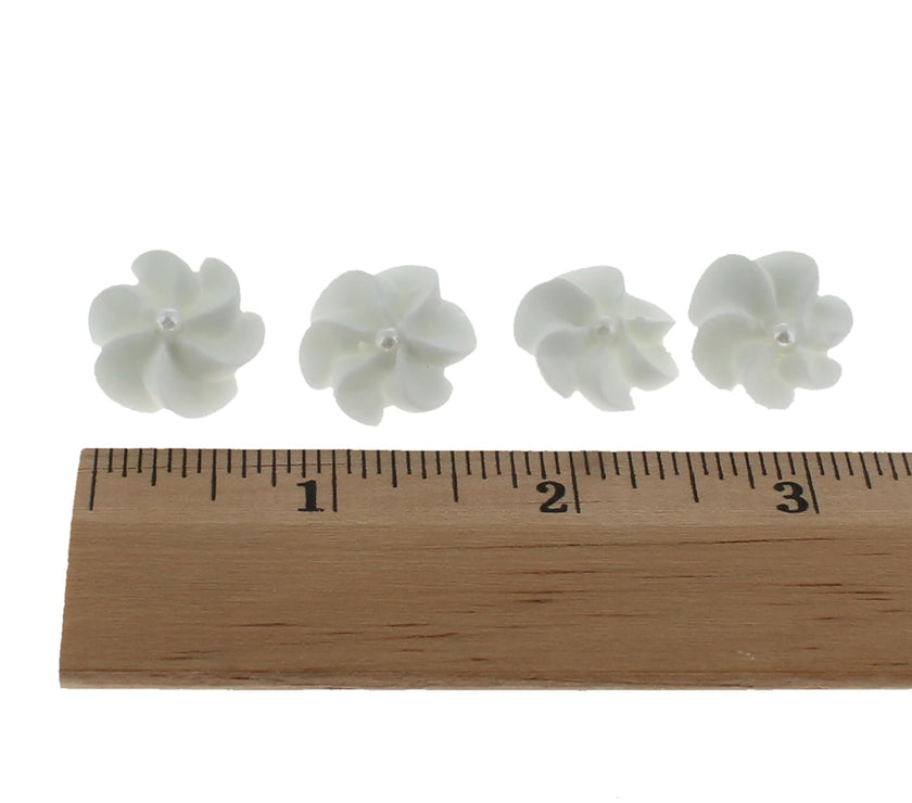 White Royal Icing Drop Flowers with Pearl Centers