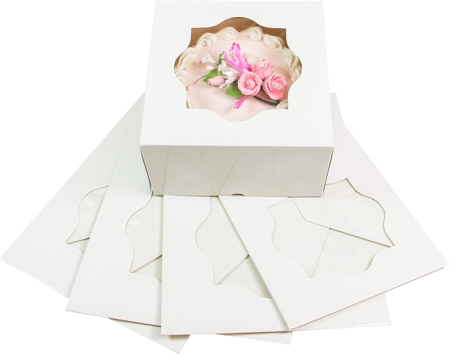 10 x 10 x 6 Inch Extra Deep Square Cake Box with Window