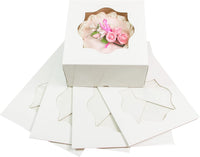 Global Sugar Art Auto-Popup Extra Deep Square Cake Box with Window, 10 x 10 x 6 Inches