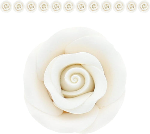 Premium Roses for Decorating Cakes and Cupcakes, by Global Sugar Art, Medium, White