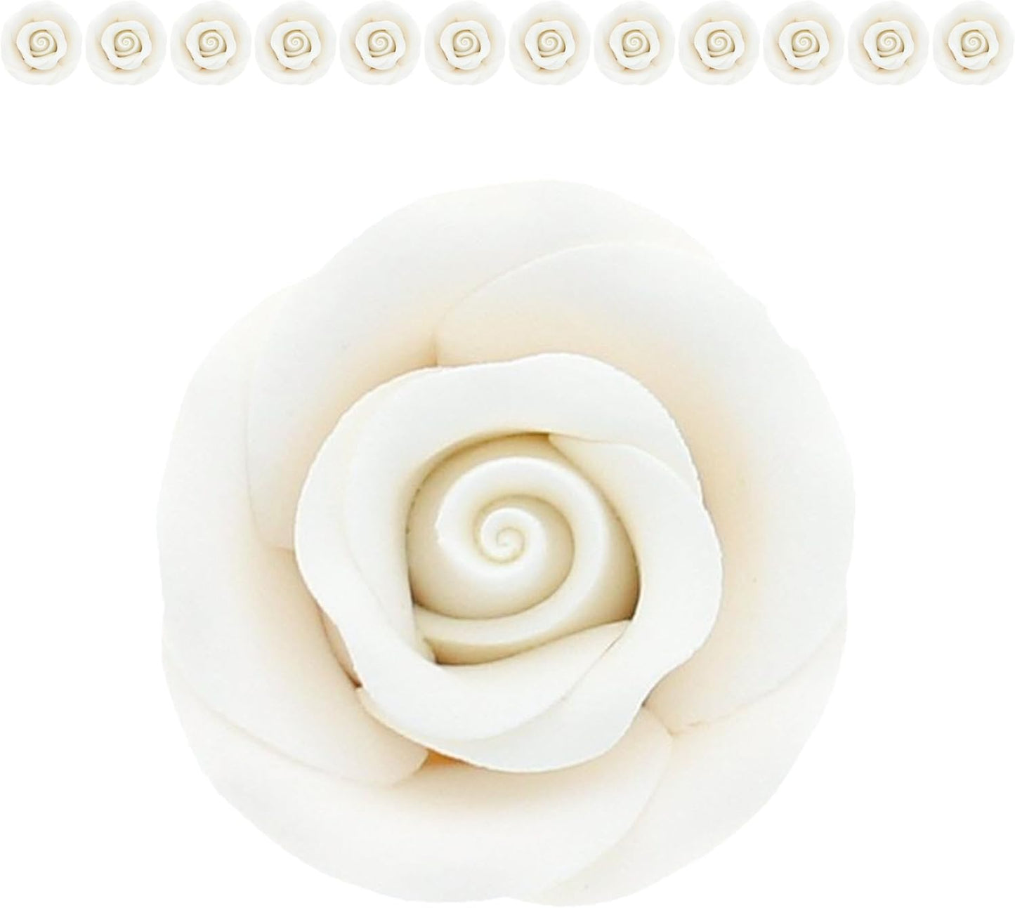 White Edible Roses, Premium, 1.5-inch, 12 Count